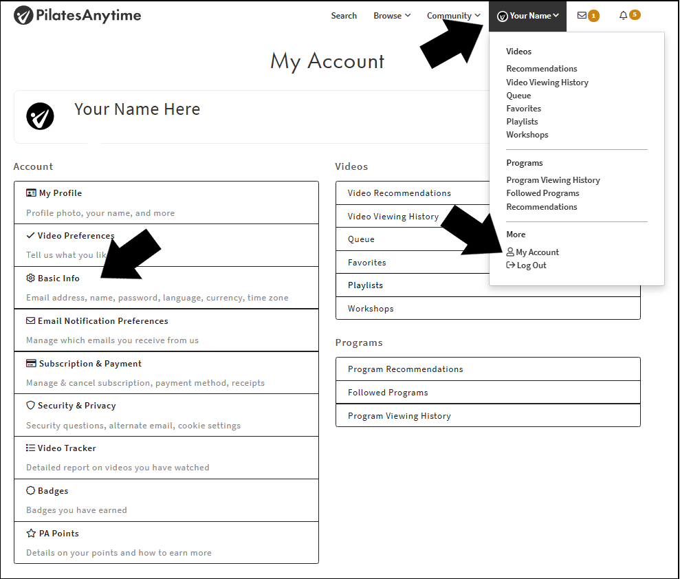 PA My Account Dropdown Select Basic Info.png